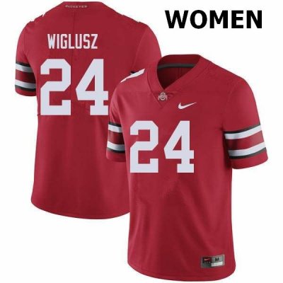 Women's Ohio State Buckeyes #24 Sam Wiglusz Red Nike NCAA College Football Jersey High Quality SIE6044BR